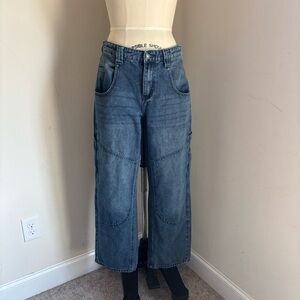 Women’s Dark wash wide leg cargo jeans